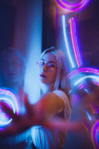 music woman wearing eyeglasses portrait